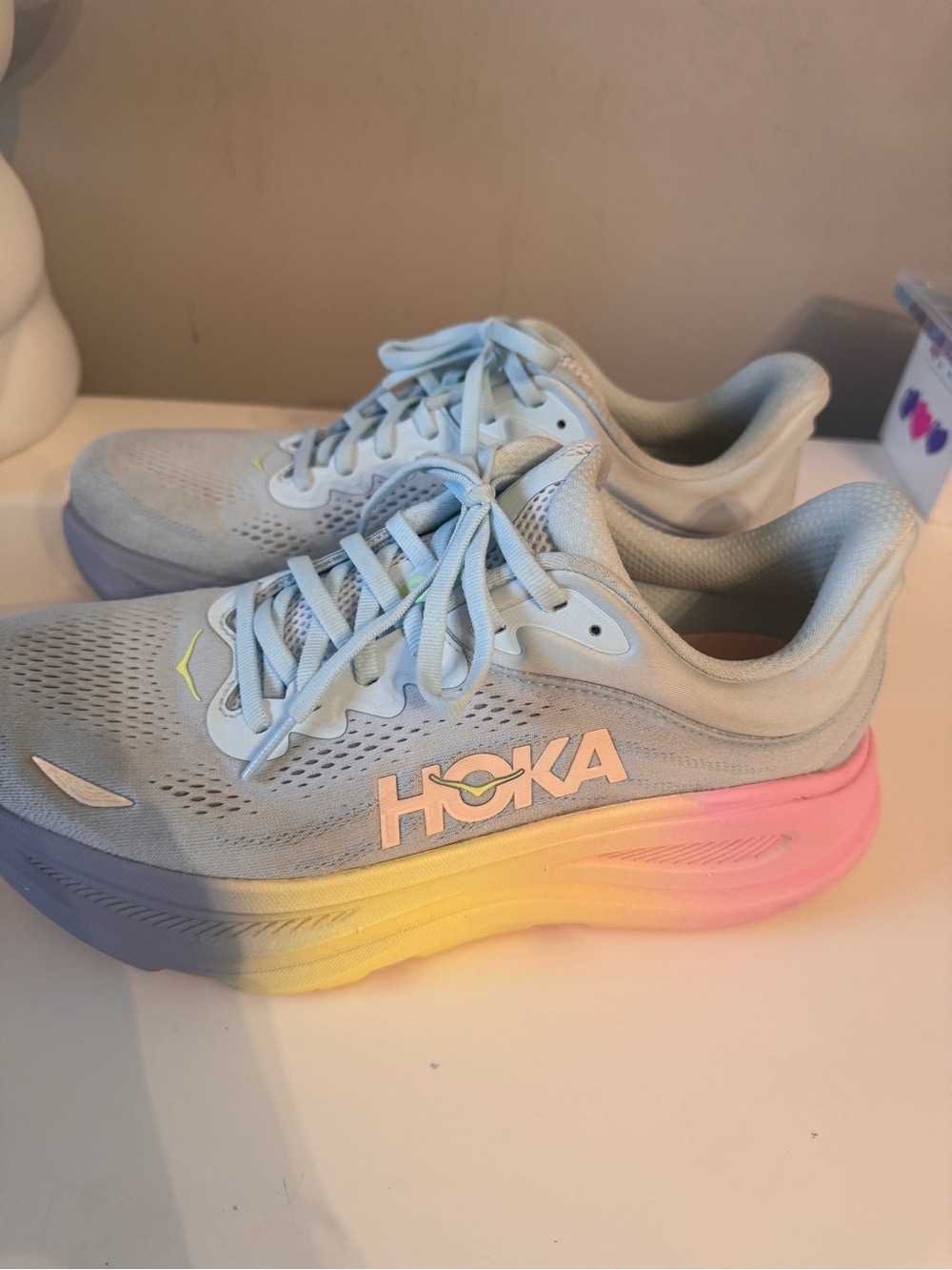 Hoka Bondi 9 Running Shoe in Glimmering Blue/overcast - size 9 - Picture 4 of 10